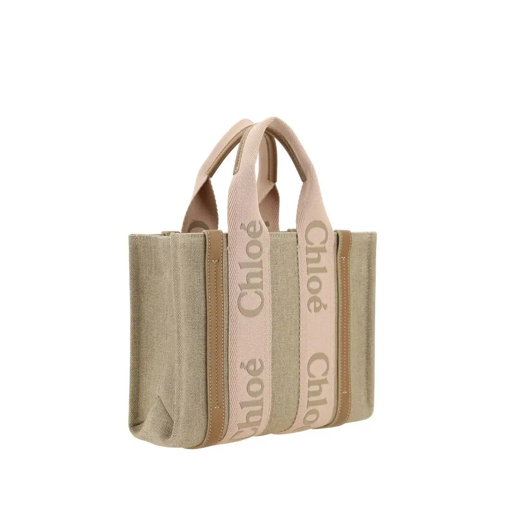 Chloé Beigefarbene Leinen-Handtasche