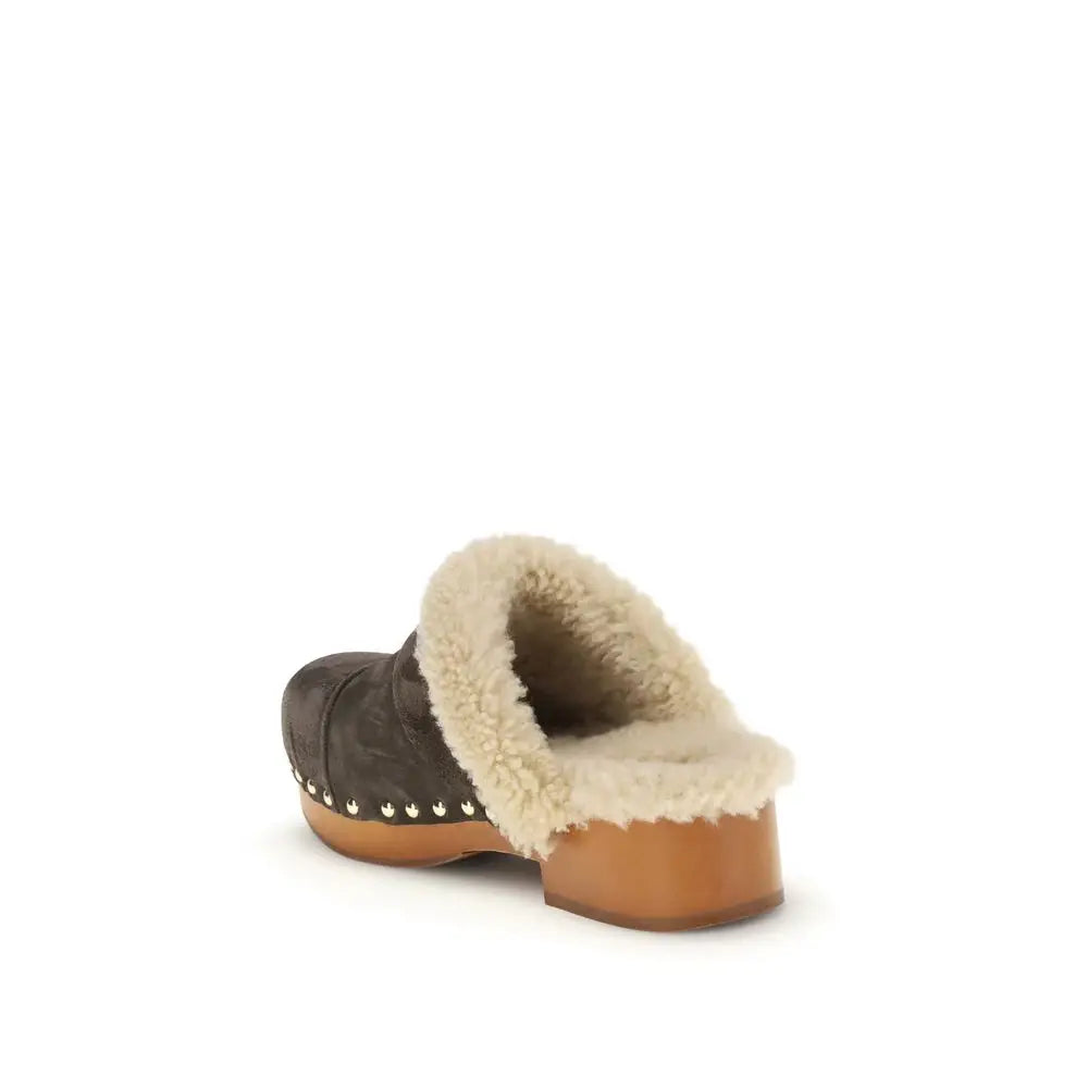 Chloé Braune Fell-Clogs - EU36/US6