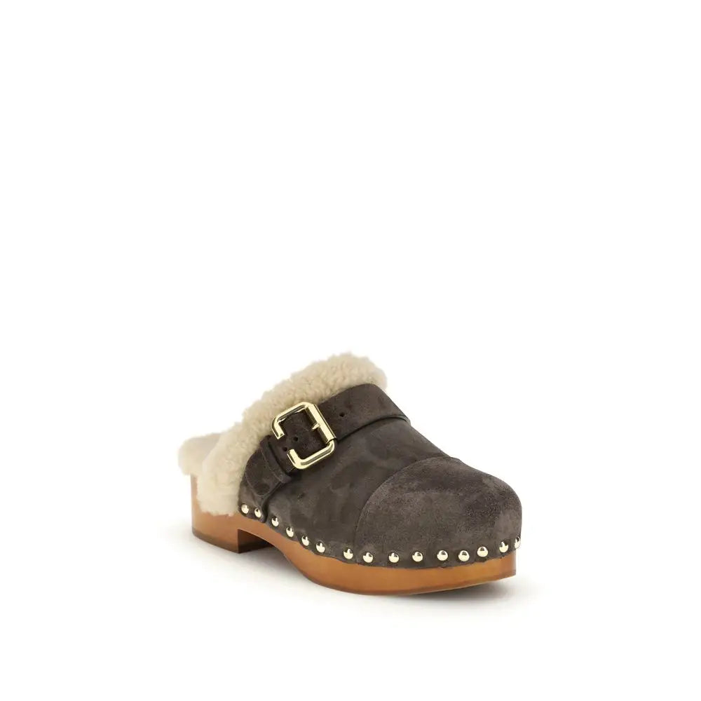 Chloé Braune Fell-Clogs - EU36/US6