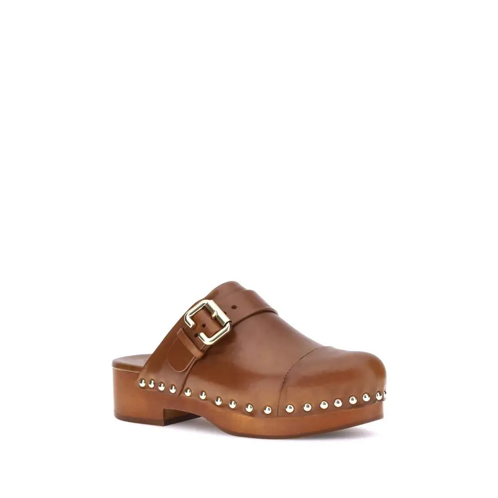 Chloé Braune Kalbshaut Bos Taurus Clogs