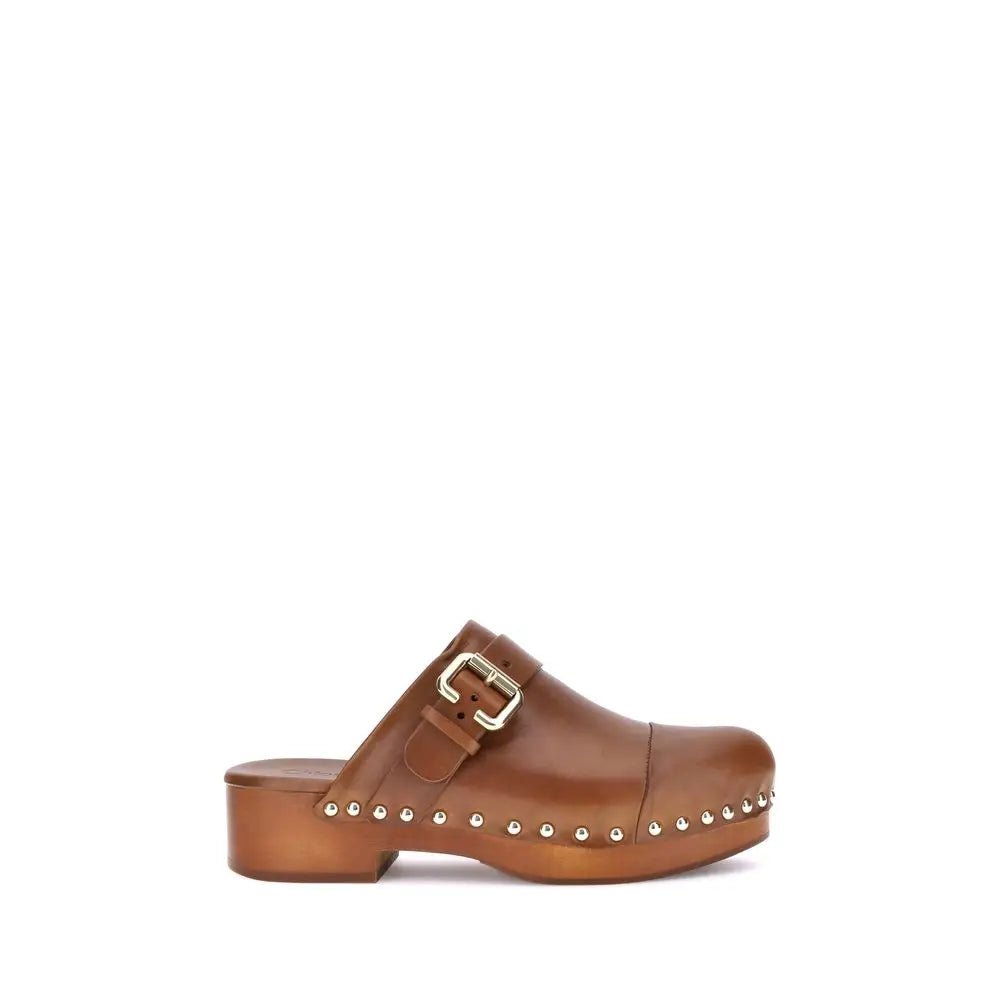 Chloé Braune Kalbshaut Bos Taurus Clogs