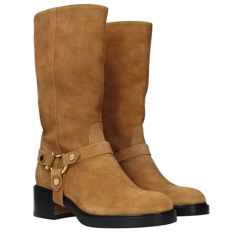 Chloé Braune Leder-Ankle-Boots