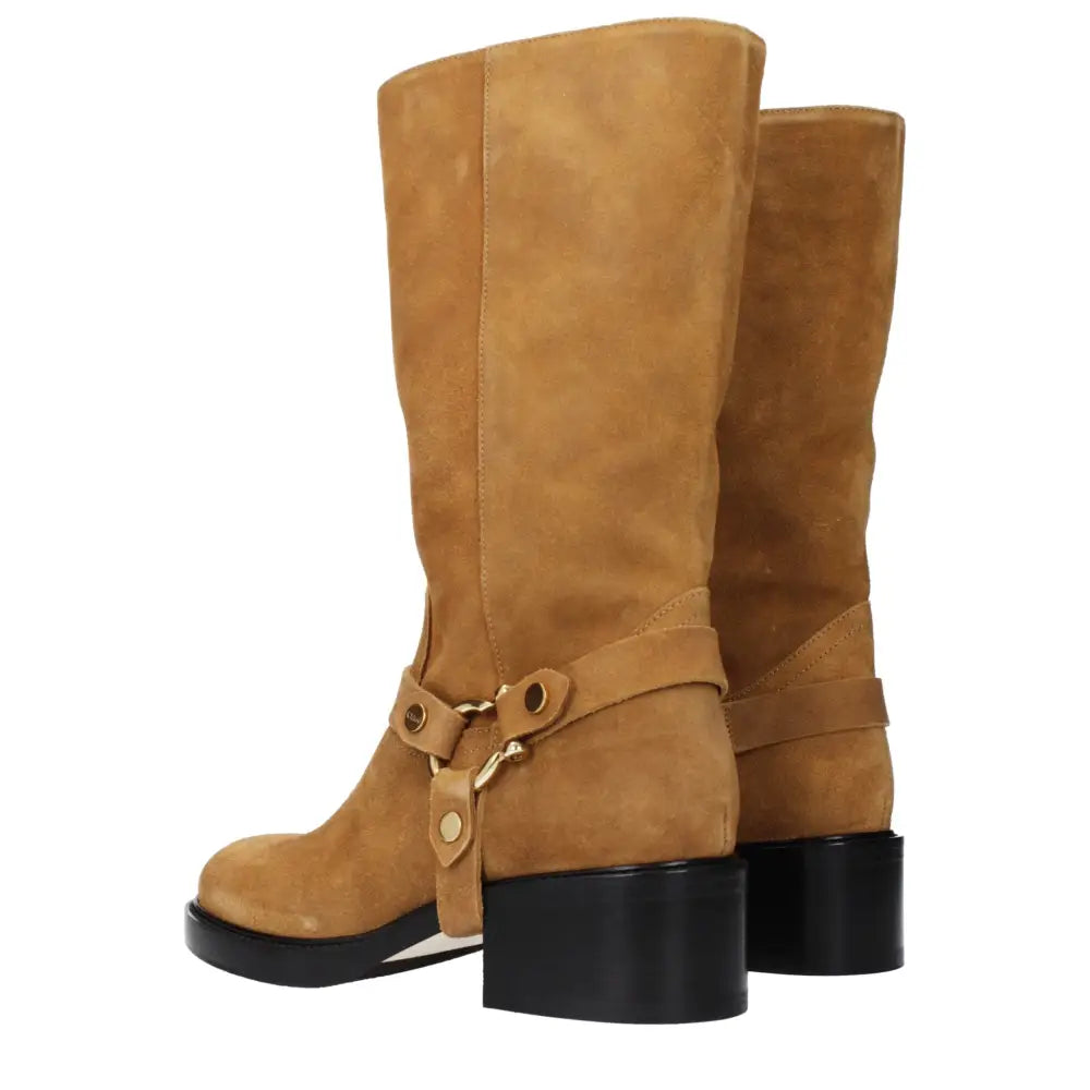 Chloé Braune Leder-Ankle-Boots