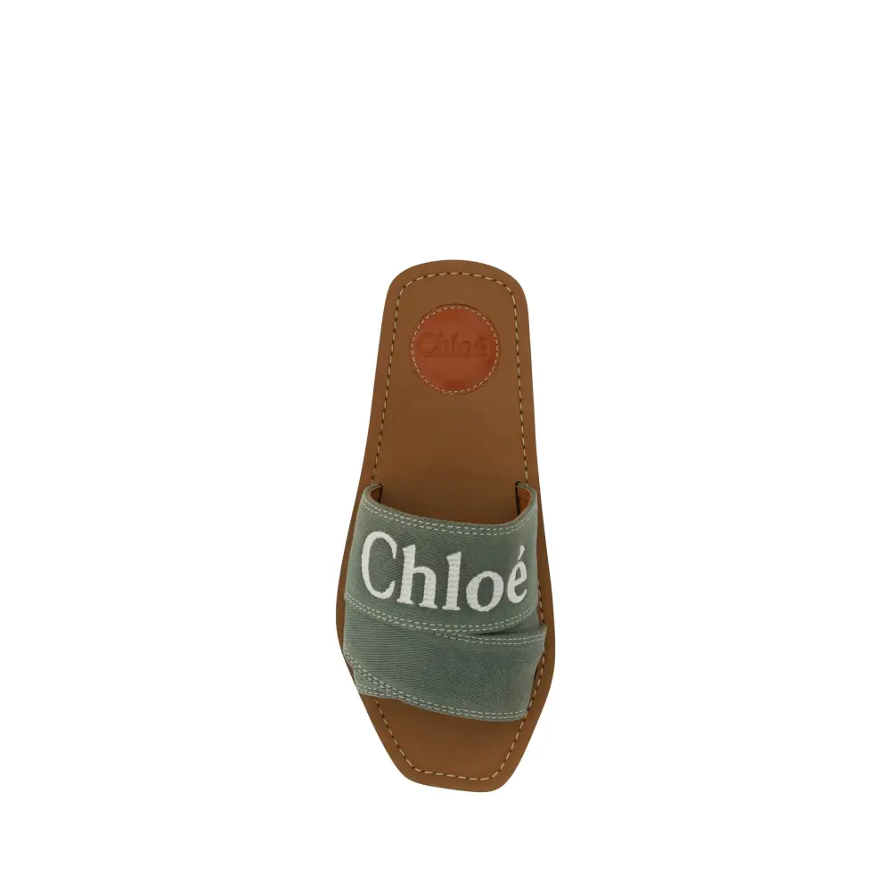 Chloé Elegante Rutschen aus waldgrüner Baumwolle - EU36/US6