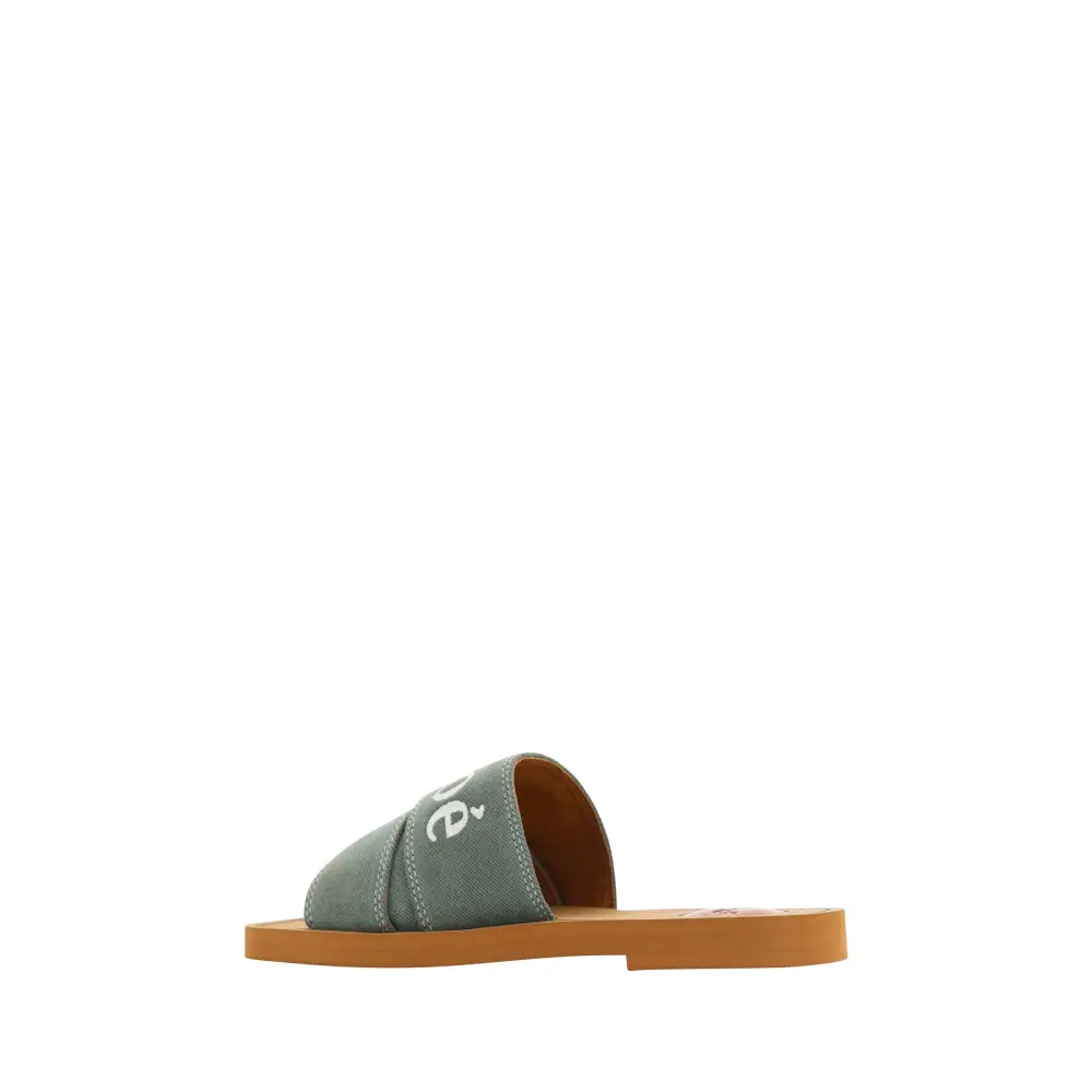 Chloé Elegante Rutschen aus waldgrüner Baumwolle - EU36/US6