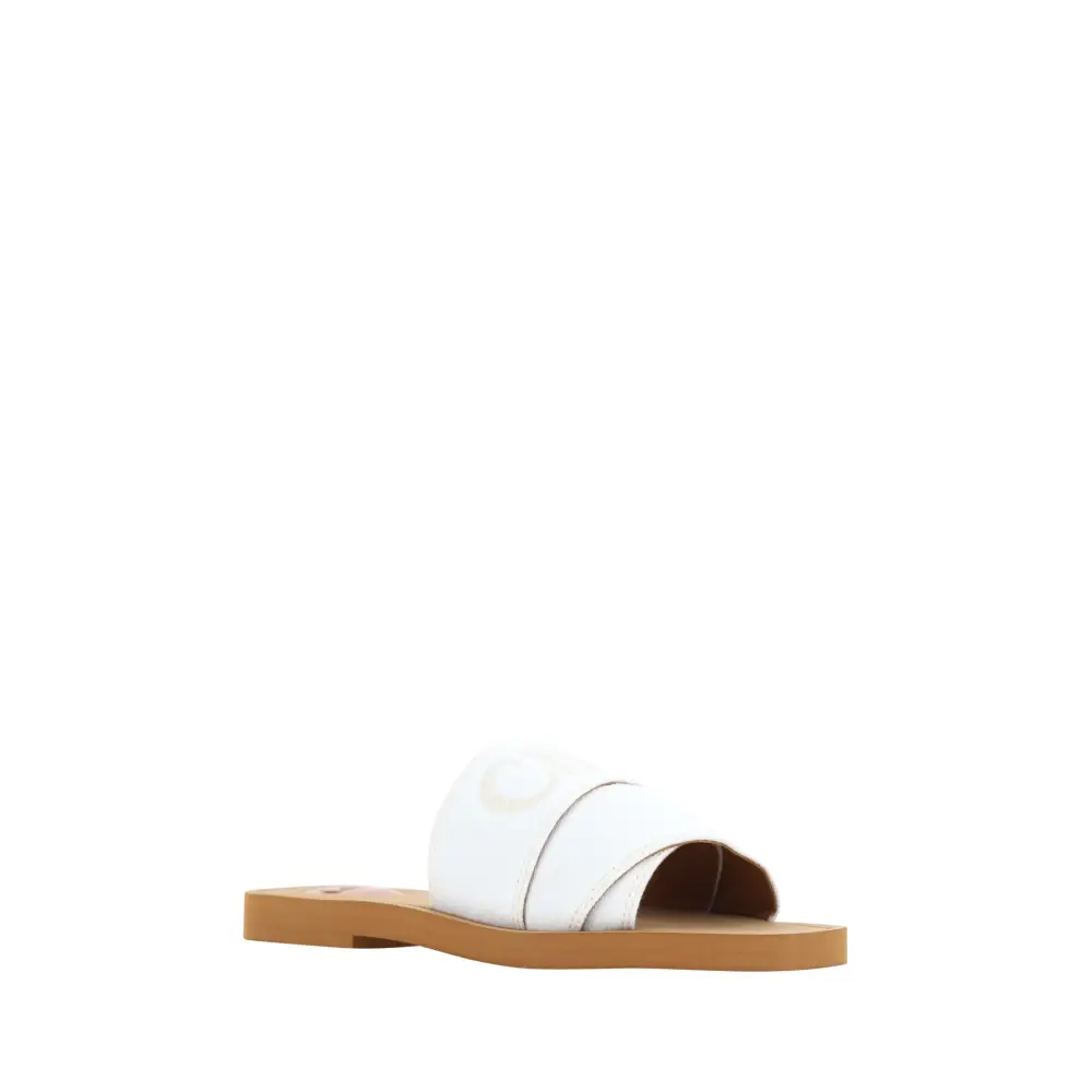 Chloé Elegante weiße Gleitsandalen aus Baumwolle - EU37/US7