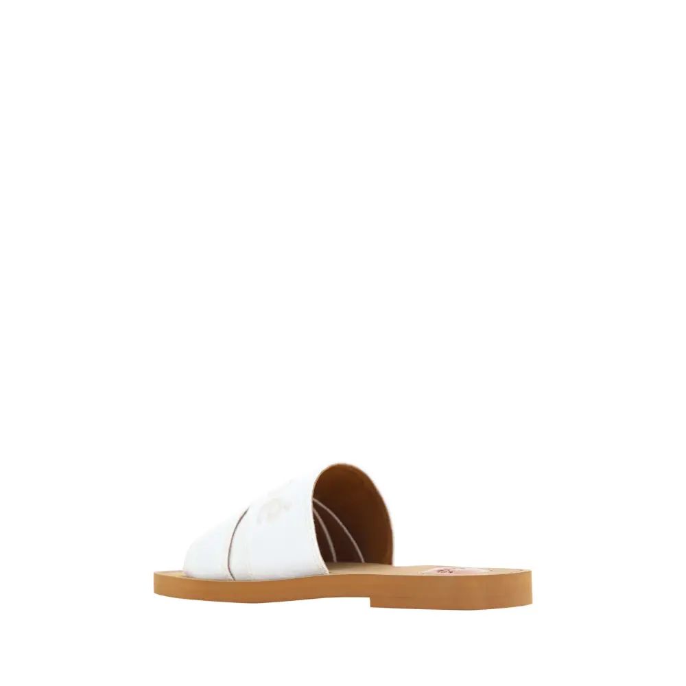 Chloé Elegante weiße Gleitsandalen aus Baumwolle - EU37/US7