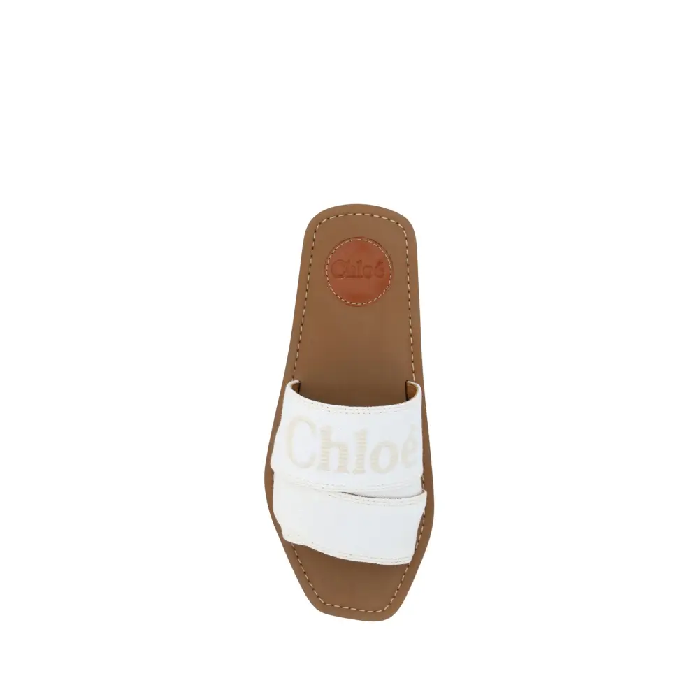 Chloé Elegante weiße Gleitsandalen aus Baumwolle - EU37/US7