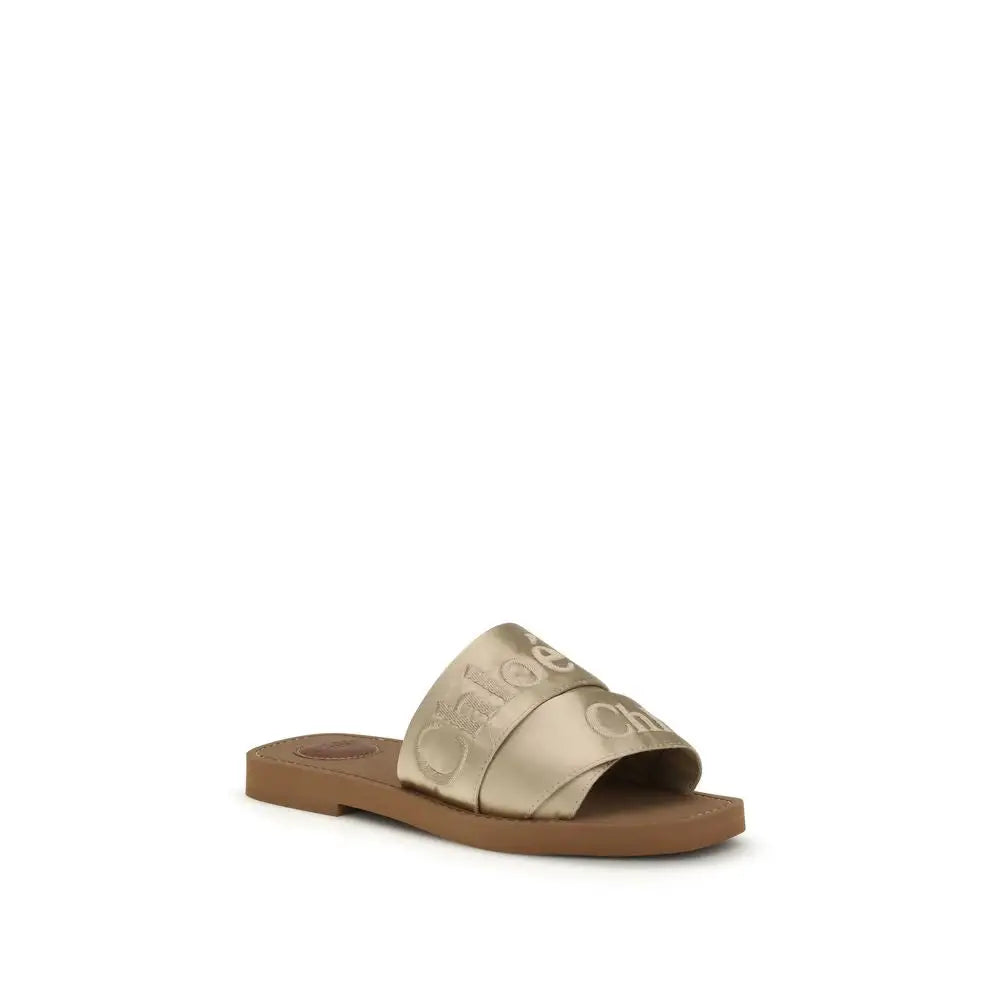Chloé Goldfarbene Sandalen aus Polyester