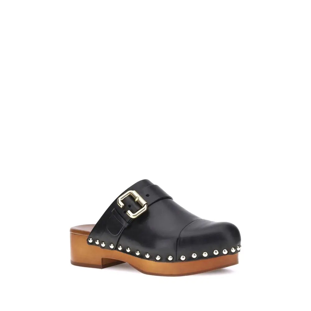 Chloé Schwarze Kalbshaut Bos Taurus Clogs