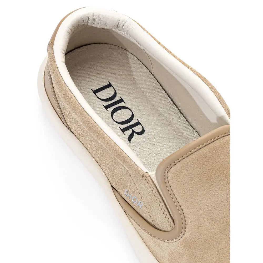 Dior Beigefarbene Leder-Loafer zum Hineinschlüpfen