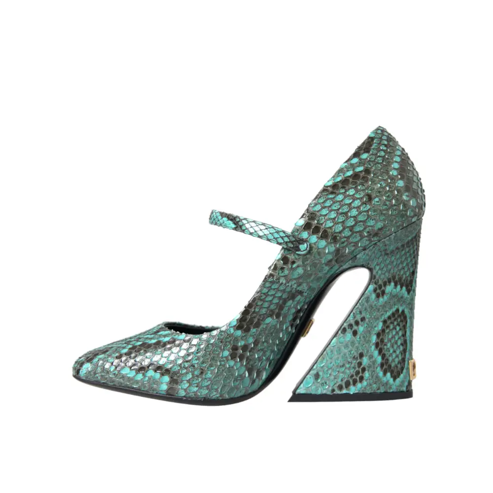 Dolce & Gabbana Aqua Python Leder Mary Jane Pumps - EU39/US8.5