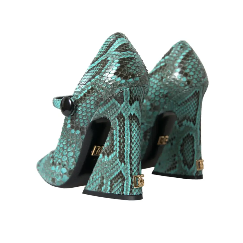 Dolce & Gabbana Aqua Python Leder Mary Jane Pumps - EU39/US8.5