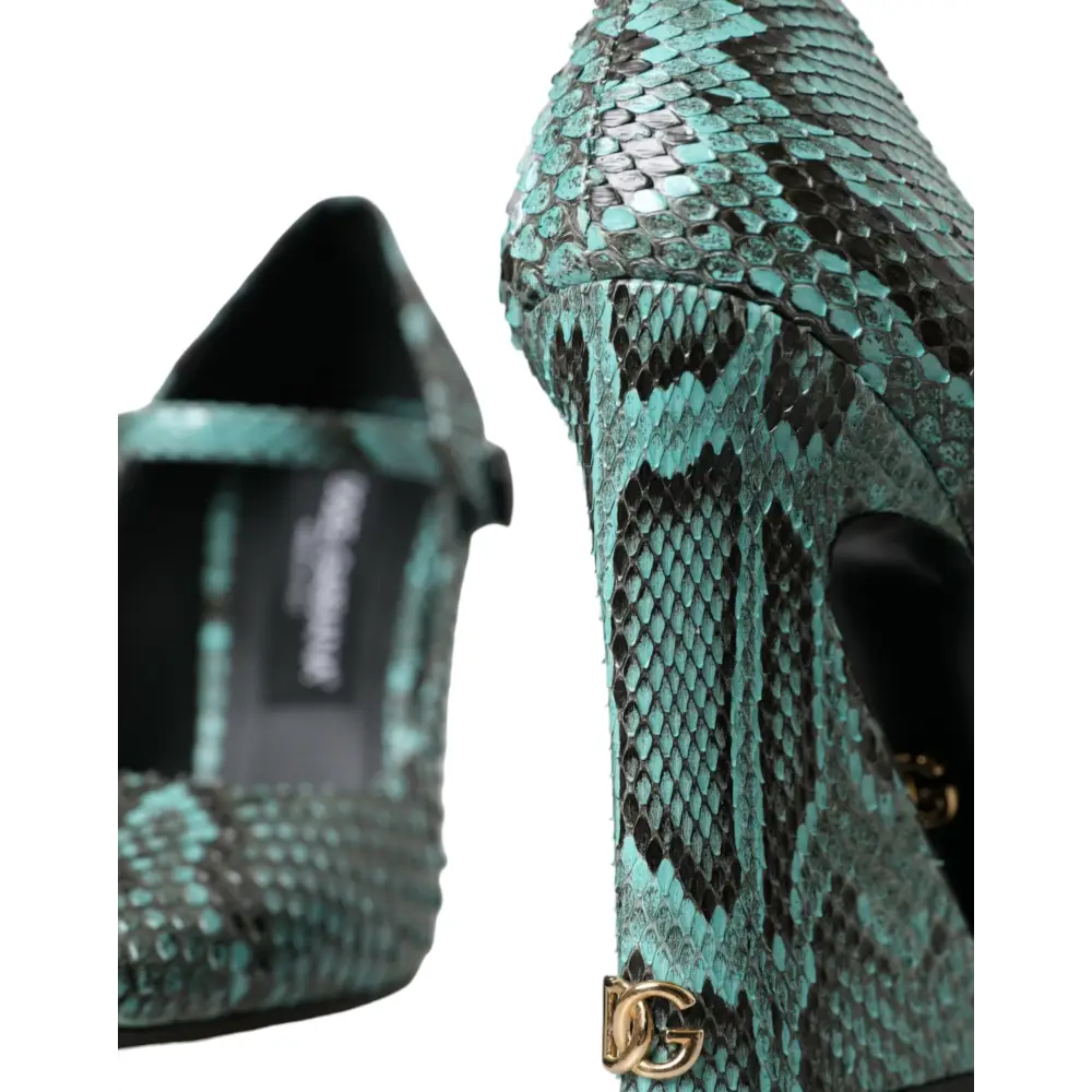 Dolce & Gabbana Aqua Python Leder Mary Jane Pumps - EU39/US8.5