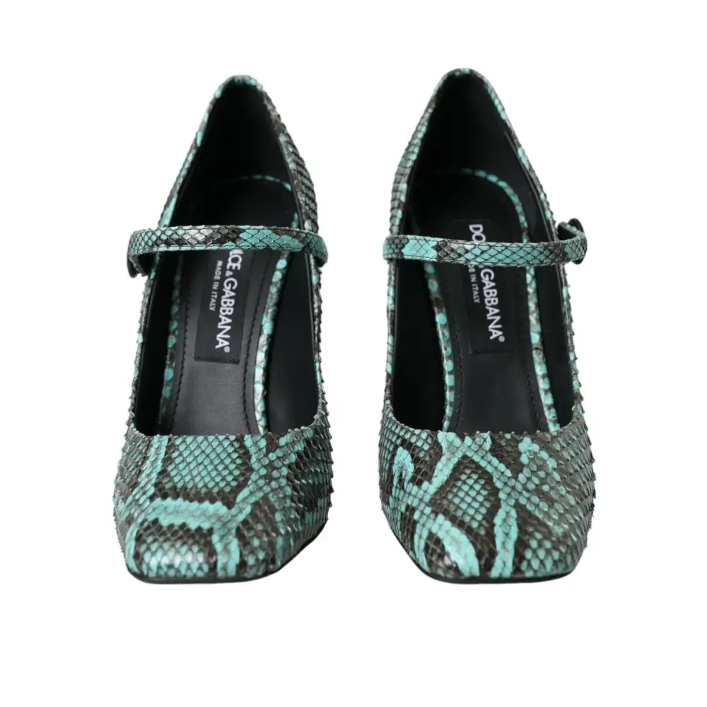 Dolce & Gabbana Aqua Python Leder Mary Jane Pumps - EU39/US8.5