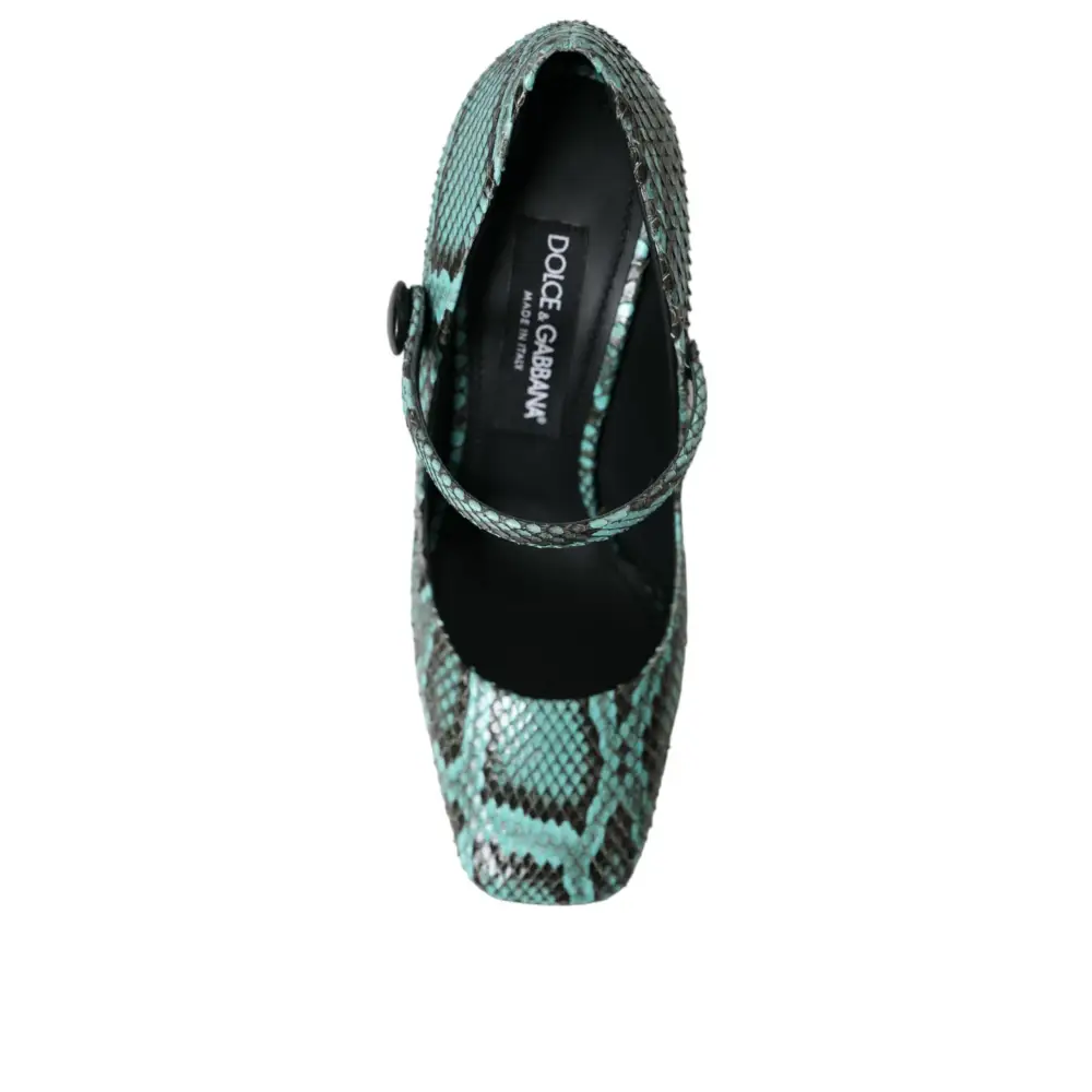 Dolce & Gabbana Aqua Python Leder Mary Jane Pumps - EU39/US8.5