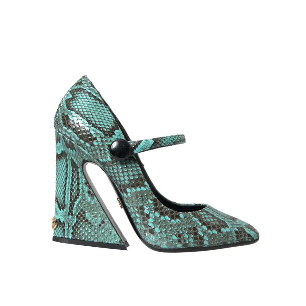 Dolce & Gabbana Aqua Python Leder Mary Jane Pumps - EU39/US8.5