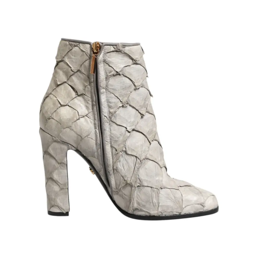 Dolce & Gabbana Aus weißem Leder Heels Stiefeletten Schuhe - EU39/US8.5