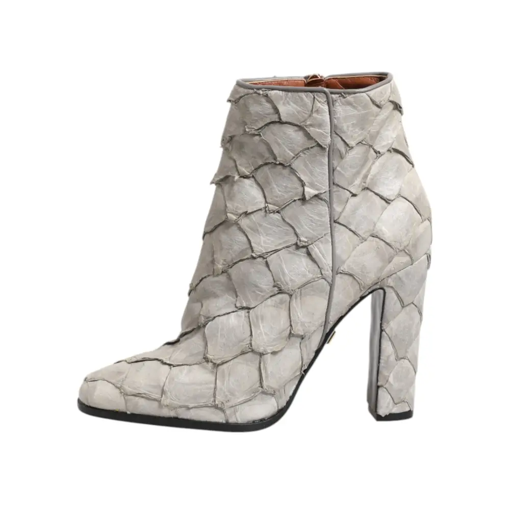 Dolce & Gabbana Aus weißem Leder Heels Stiefeletten Schuhe - EU39/US8.5