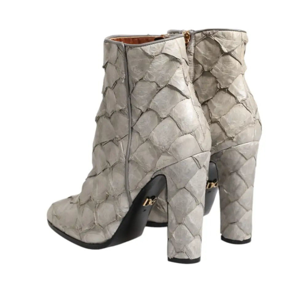 Dolce & Gabbana Aus weißem Leder Heels Stiefeletten Schuhe - EU39/US8.5