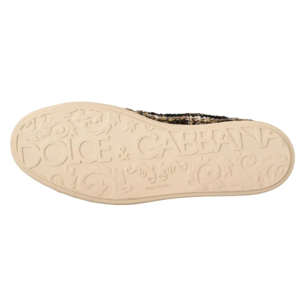 Dolce & Gabbana Beige Braun Wolle Baumwolle High Top Sneakers - EU44/US11