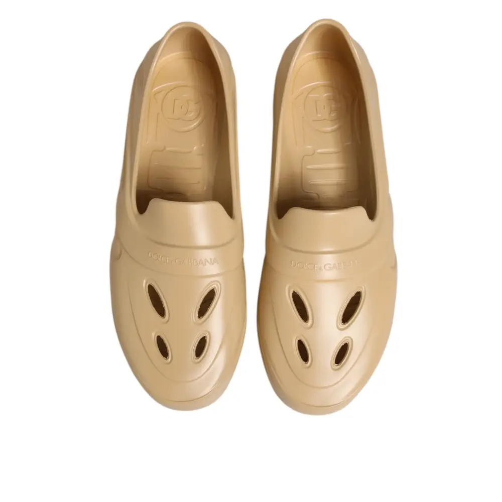 Dolce & Gabbana Beige Gummi Rutschen Low Top Turnschuhe Schuhe - EU44/US11