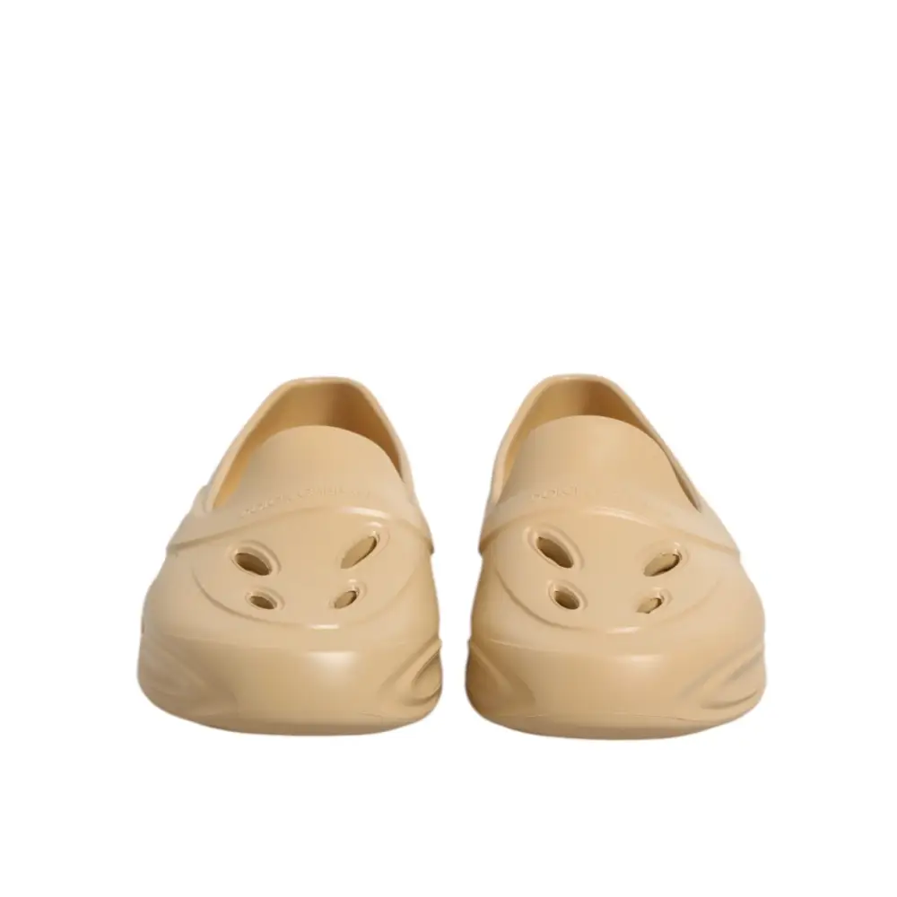 Dolce & Gabbana Beige Gummi Rutschen Low Top Turnschuhe Schuhe - EU44/US11