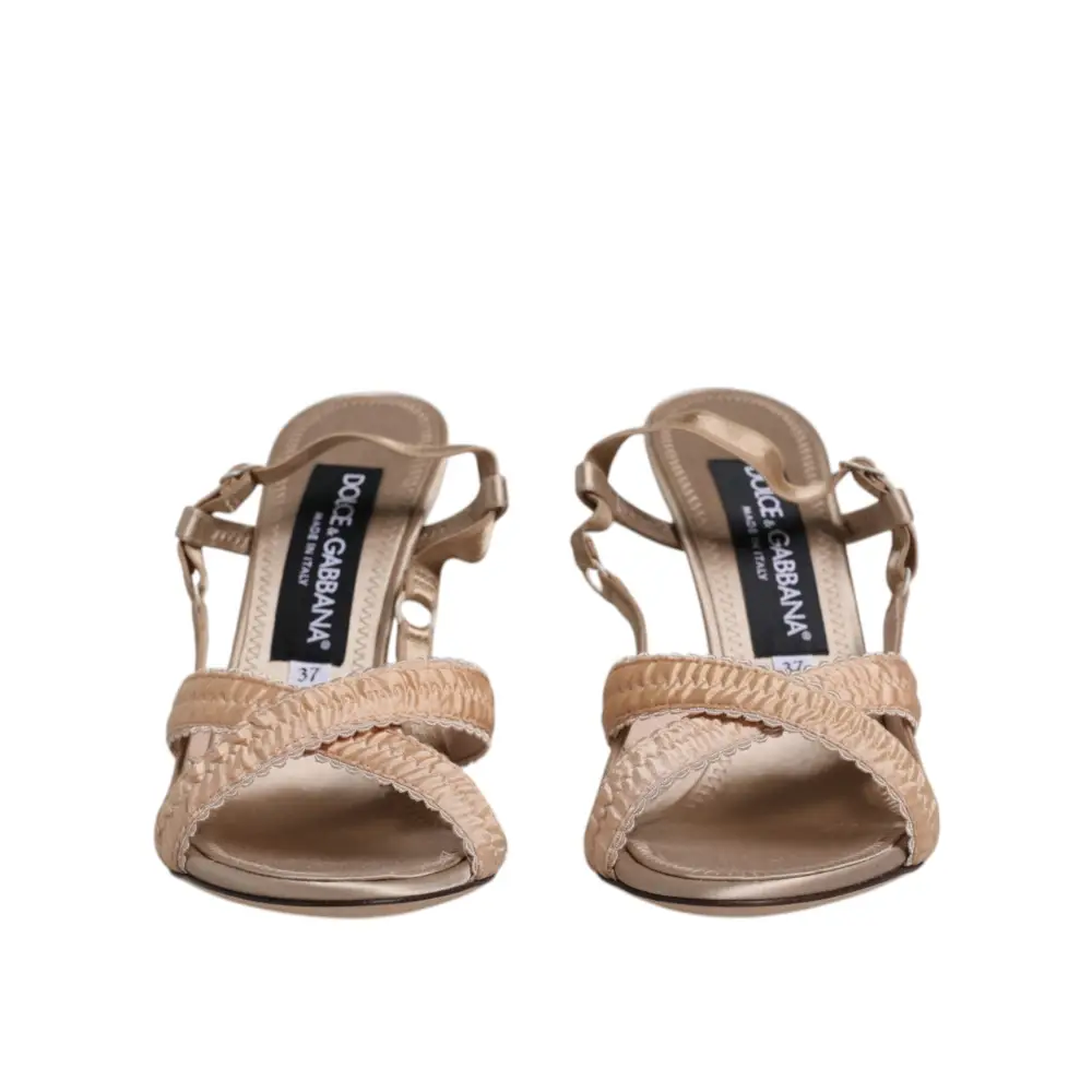 Dolce & Gabbana Beige Keira Slingback Heels Sandalen Schuhe - EU37/US7