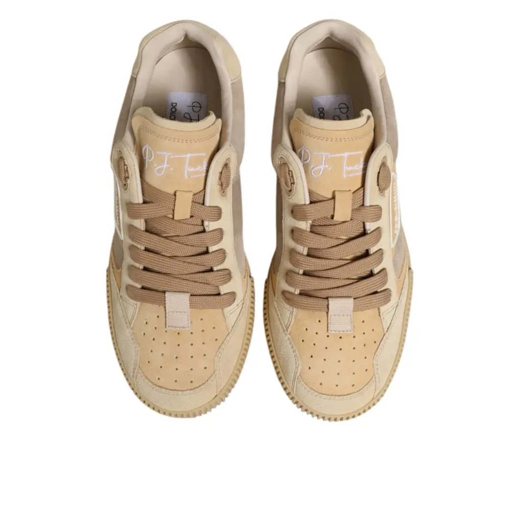Dolce & Gabbana Beige Leder Miami Low Top Sneakers Männer Schuhe - EU39/US6