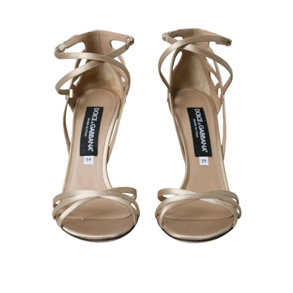 Dolce & Gabbana Beige Leder Riemchensandalen Schuhe - EU39/US8.5