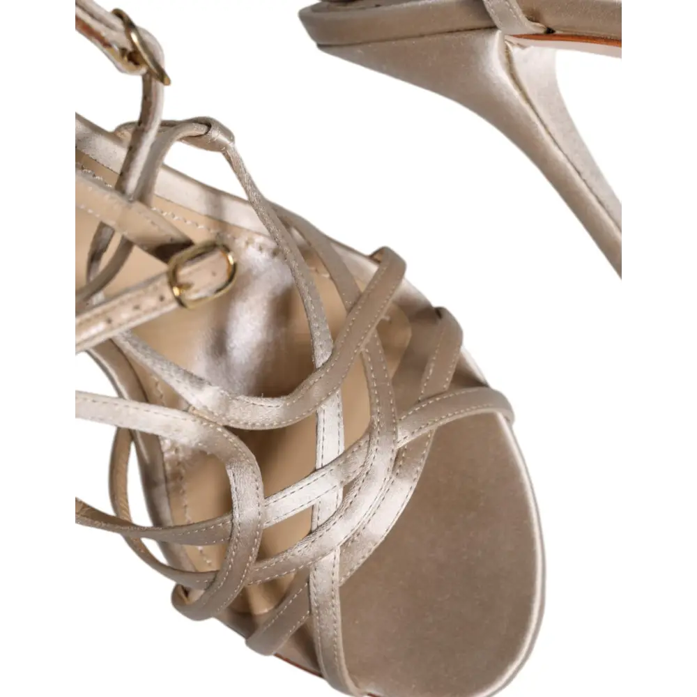 Dolce & Gabbana Beige Leder Stiletto Heels Sandalen Schuhe