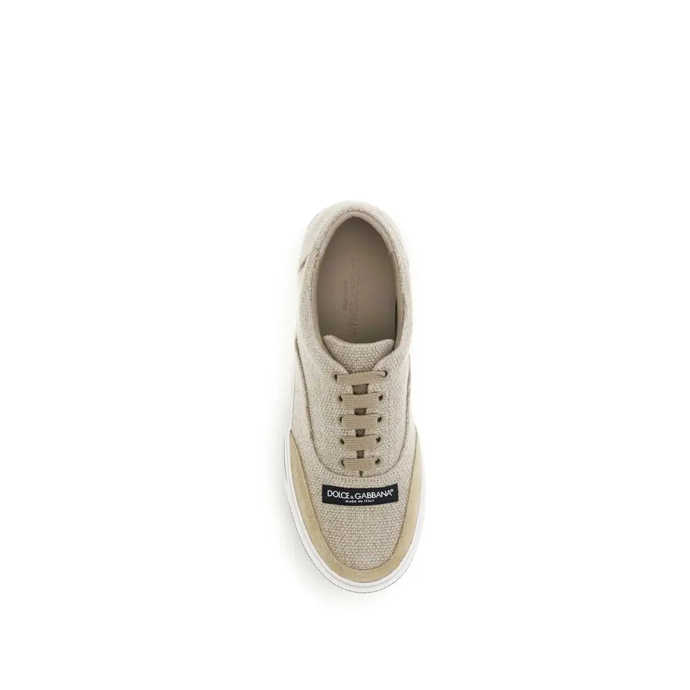 Dolce & Gabbana Beige Leinen Low-Top-Sneaker