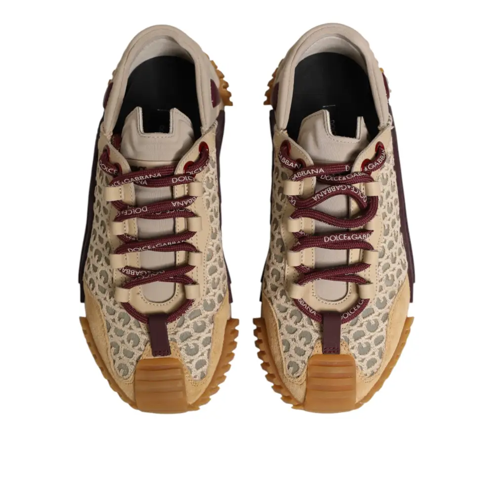 Dolce & Gabbana Beige Neopren DG Logo NS1 Lace Sneakers Schuhe - EU35.5/US5