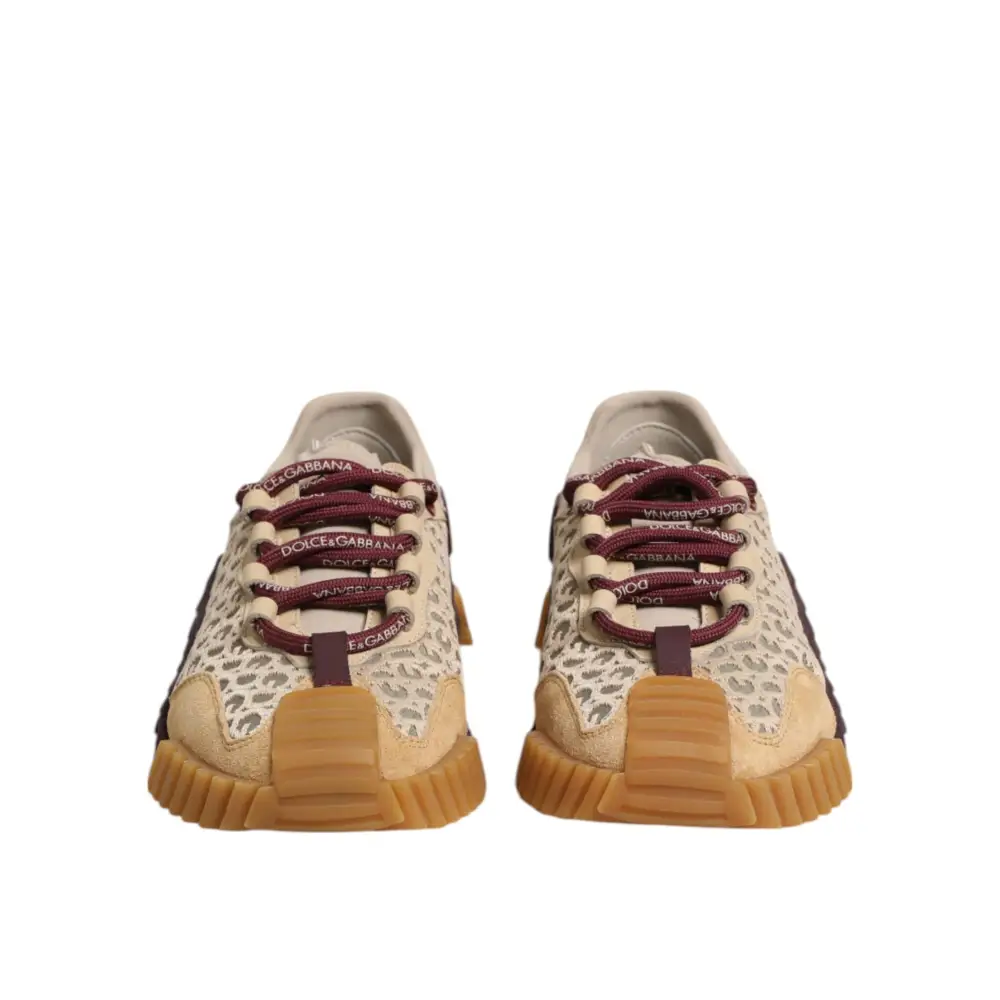 Dolce & Gabbana Beige Neopren DG Logo NS1 Lace Sneakers Schuhe - EU35.5/US5