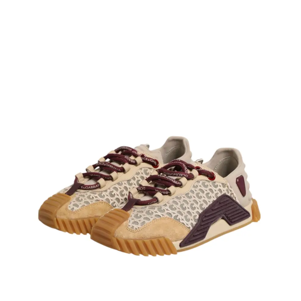 Dolce & Gabbana Beige Neopren DG Logo NS1 Lace Sneakers Schuhe - EU35.5/US5