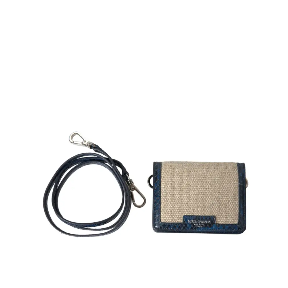 Dolce & Gabbana Beige Raffia Blau Leder Trim Mini Umhängetasche Crossbody Bag