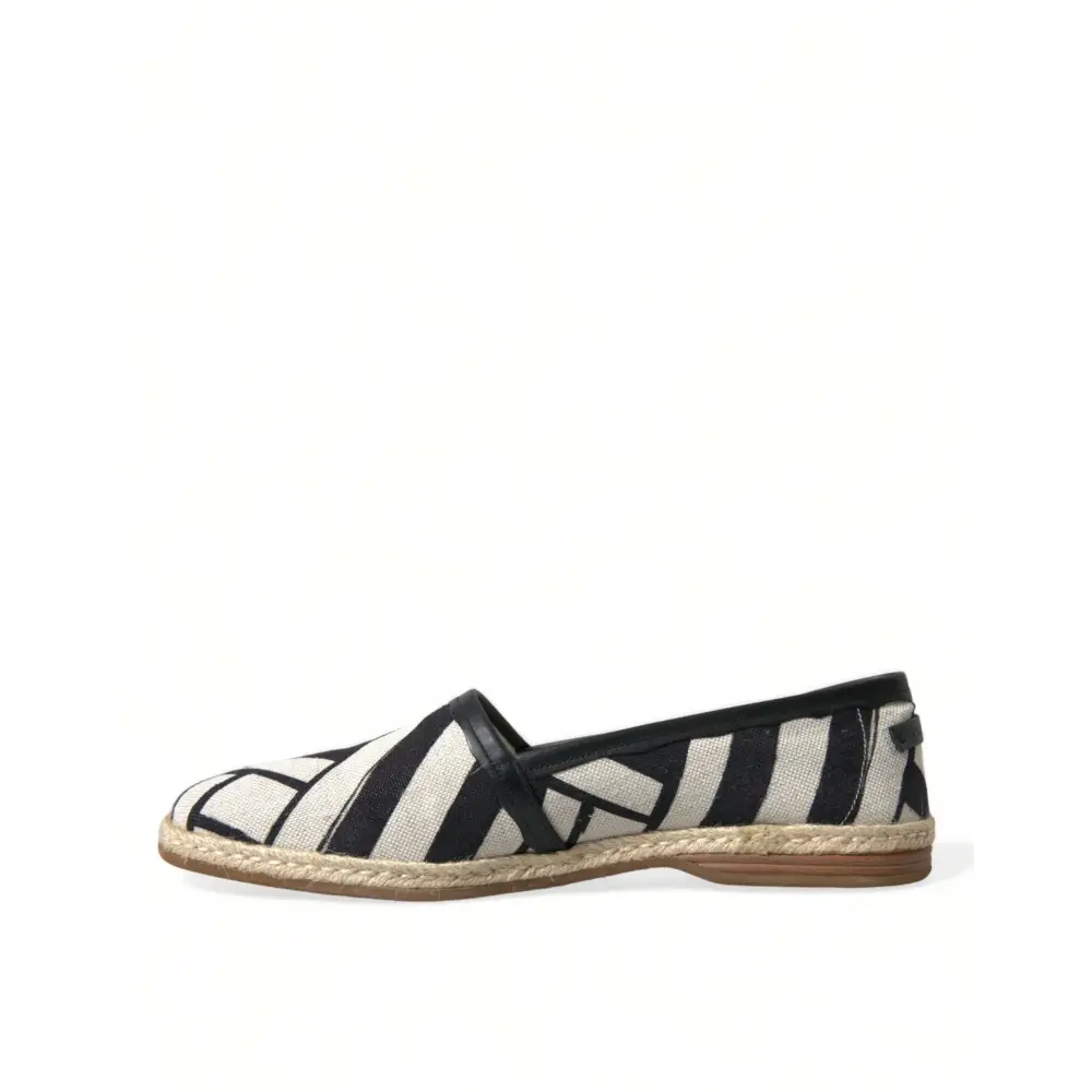 Dolce & Gabbana Beige Schwarz Gestreifte Canvas Espadrilles MONDELLO Schuhe - EU42/US9