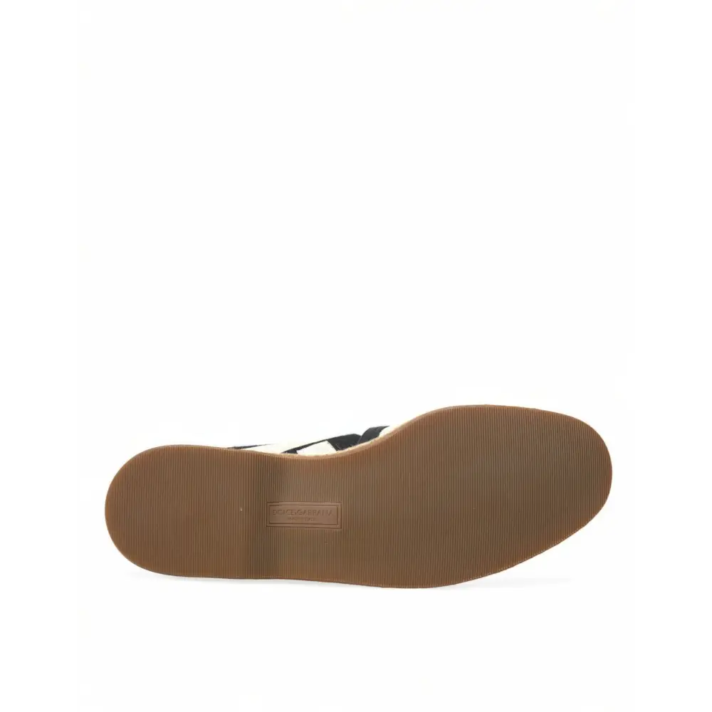 Dolce & Gabbana Beige Schwarz Gestreifte Canvas Espadrilles MONDELLO Schuhe - EU42/US9