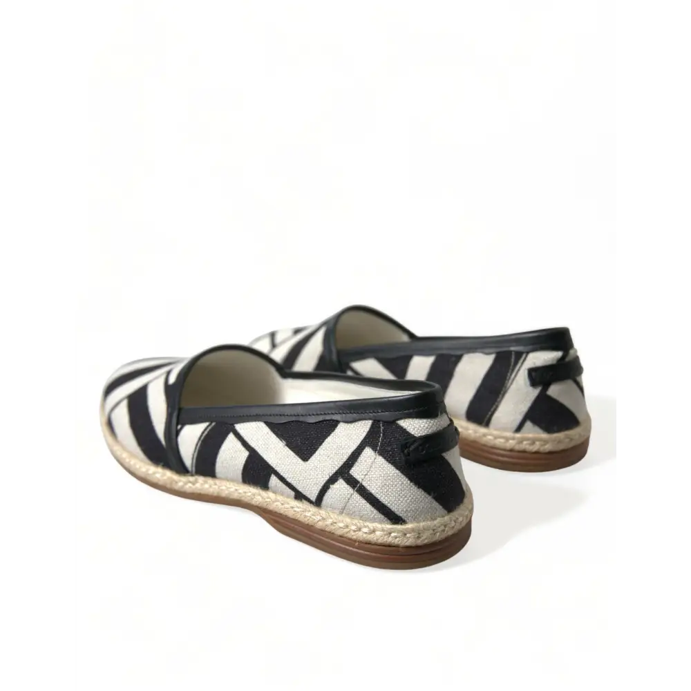 Dolce & Gabbana Beige Schwarz Gestreifte Canvas Espadrilles MONDELLO Schuhe - EU42/US9