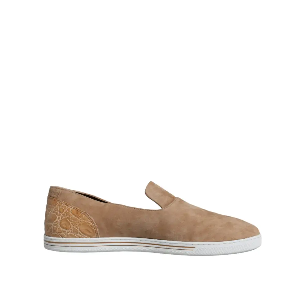 Dolce & Gabbana Beige Wildleder Kaiman Loafers Hausschuhe Schuhe - EU42/US9