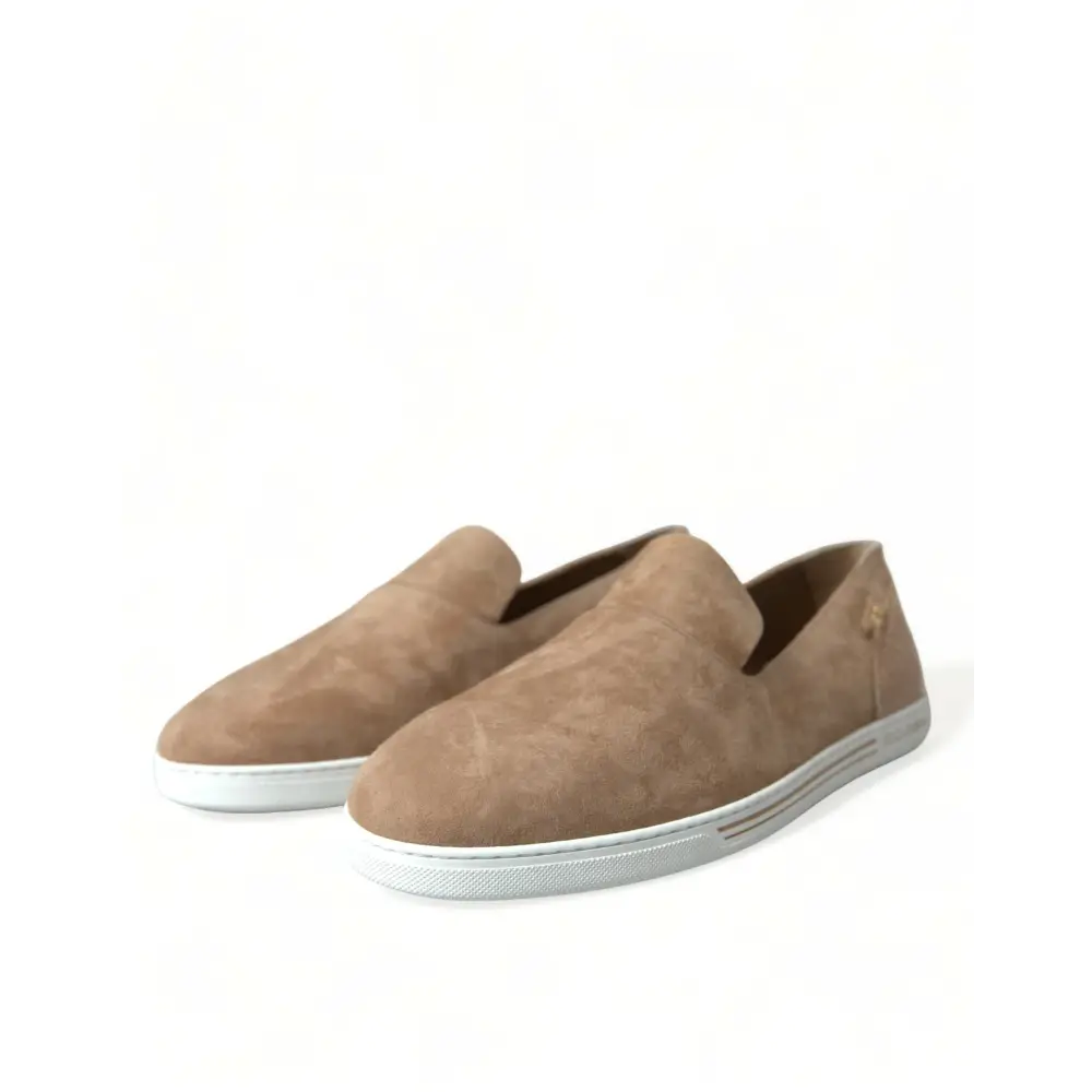 Dolce & Gabbana Beige Wildleder Kaiman Männer Loafers Pantoffeln Schuhe