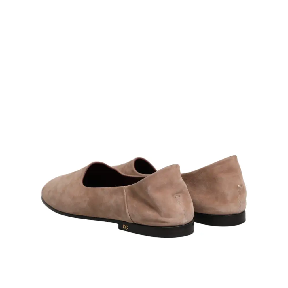 Dolce & Gabbana Beigefarbene Wildleder-Loafer zum Hineinschlüpfen - EU41/US8