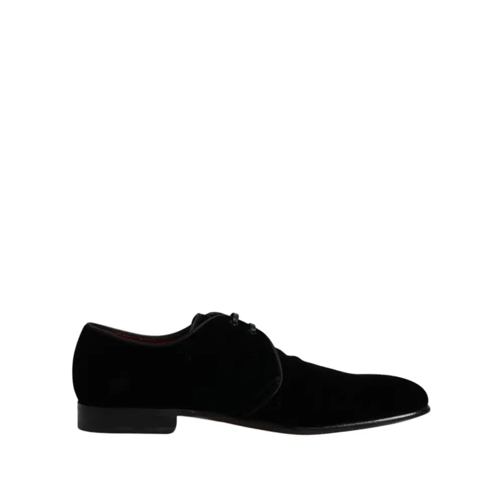 Dolce & Gabbana Black Velvet Leather Lace Up Derby Shoes - EU41.5/US8.5