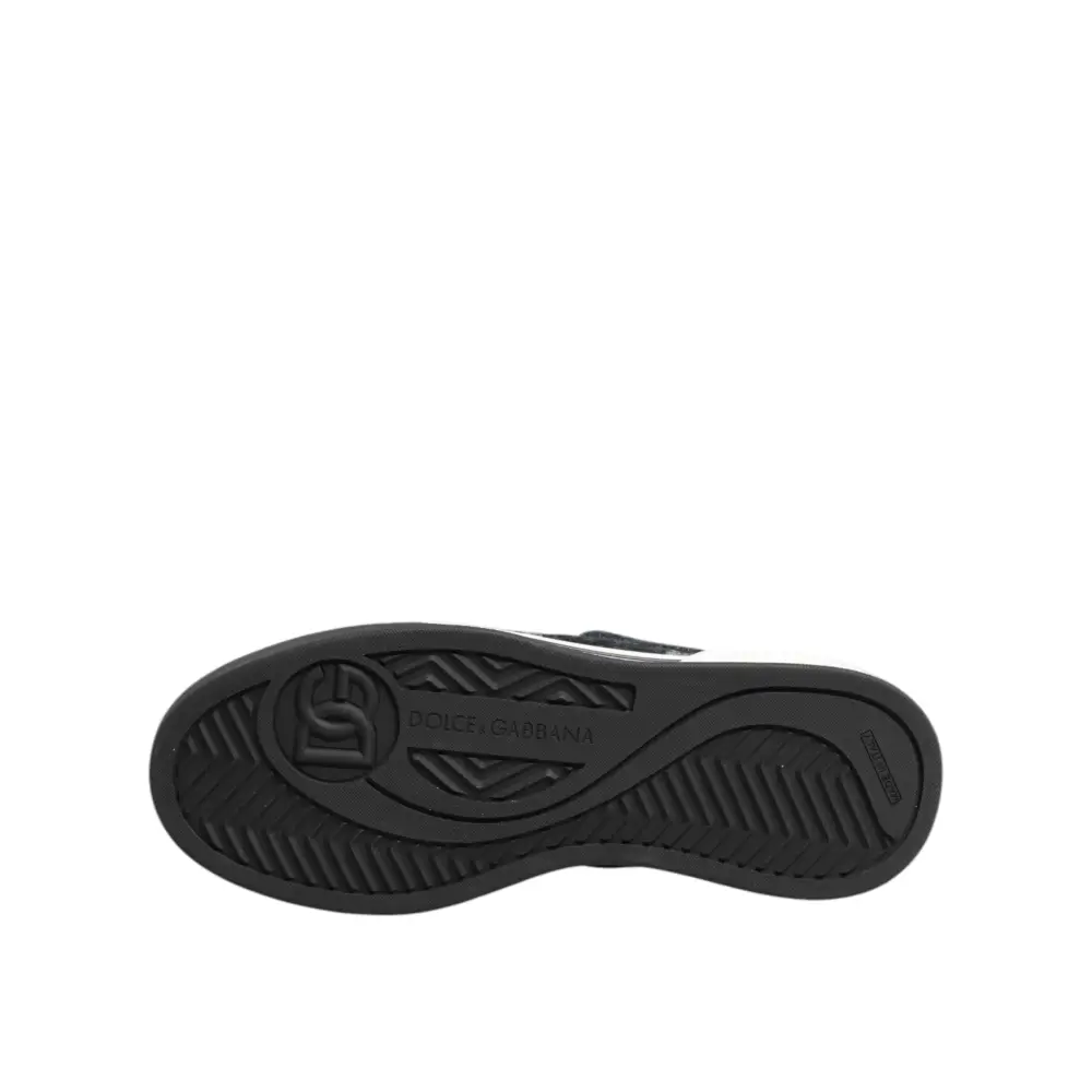 Dolce & Gabbana Blau Baumwolle Denim Logo Low Top Sneakers Schuhe - EU44/US11