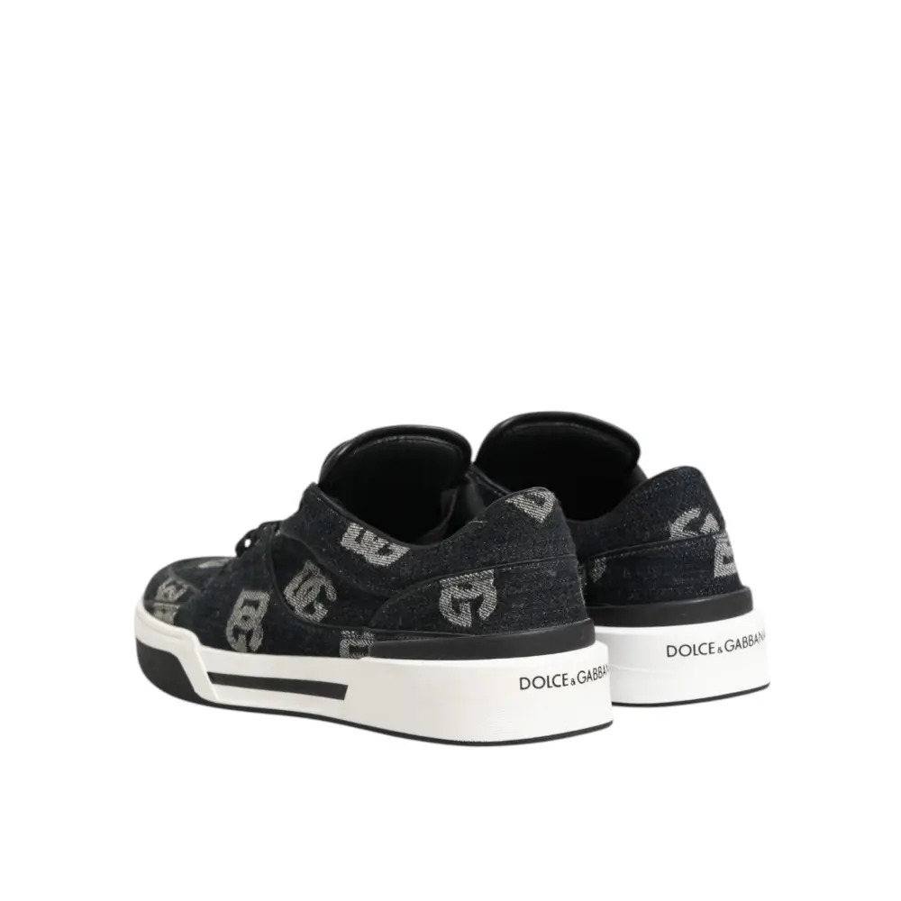 Dolce & Gabbana Blau Baumwolle Denim Logo Low Top Sneakers Schuhe - EU44/US11