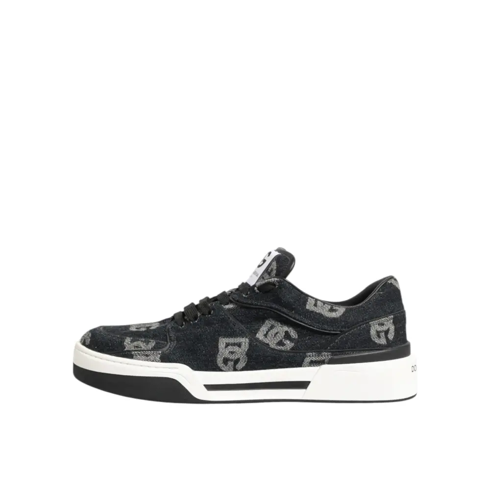 Dolce & Gabbana Blau Baumwolle Denim Logo Low Top Sneakers Schuhe - EU44/US11