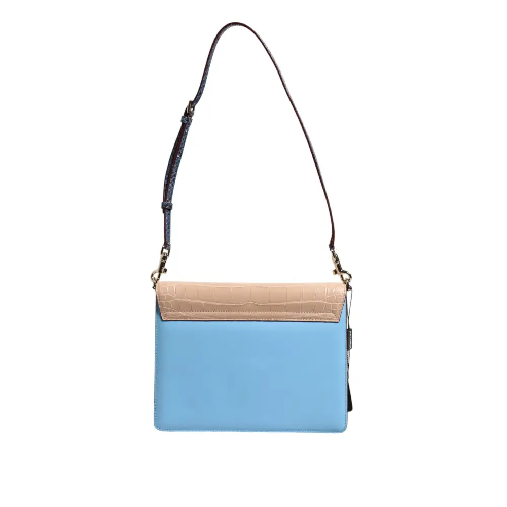 Dolce & Gabbana Blau Beige Exotisches Leder LUCIA Crossbody Tasche