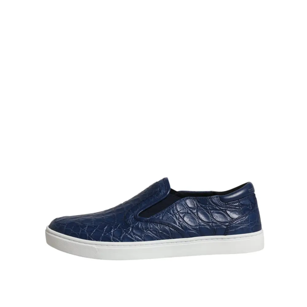 Dolce & Gabbana Blau Croc Exotische Leder Männer Turnschuhe Schuhe - EU41/US8