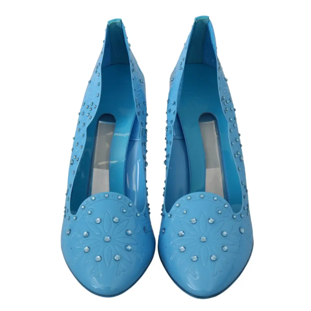Dolce & Gabbana Blau Kristall Floral CINDERELLA Heels Schuhe - EU39/US8.5