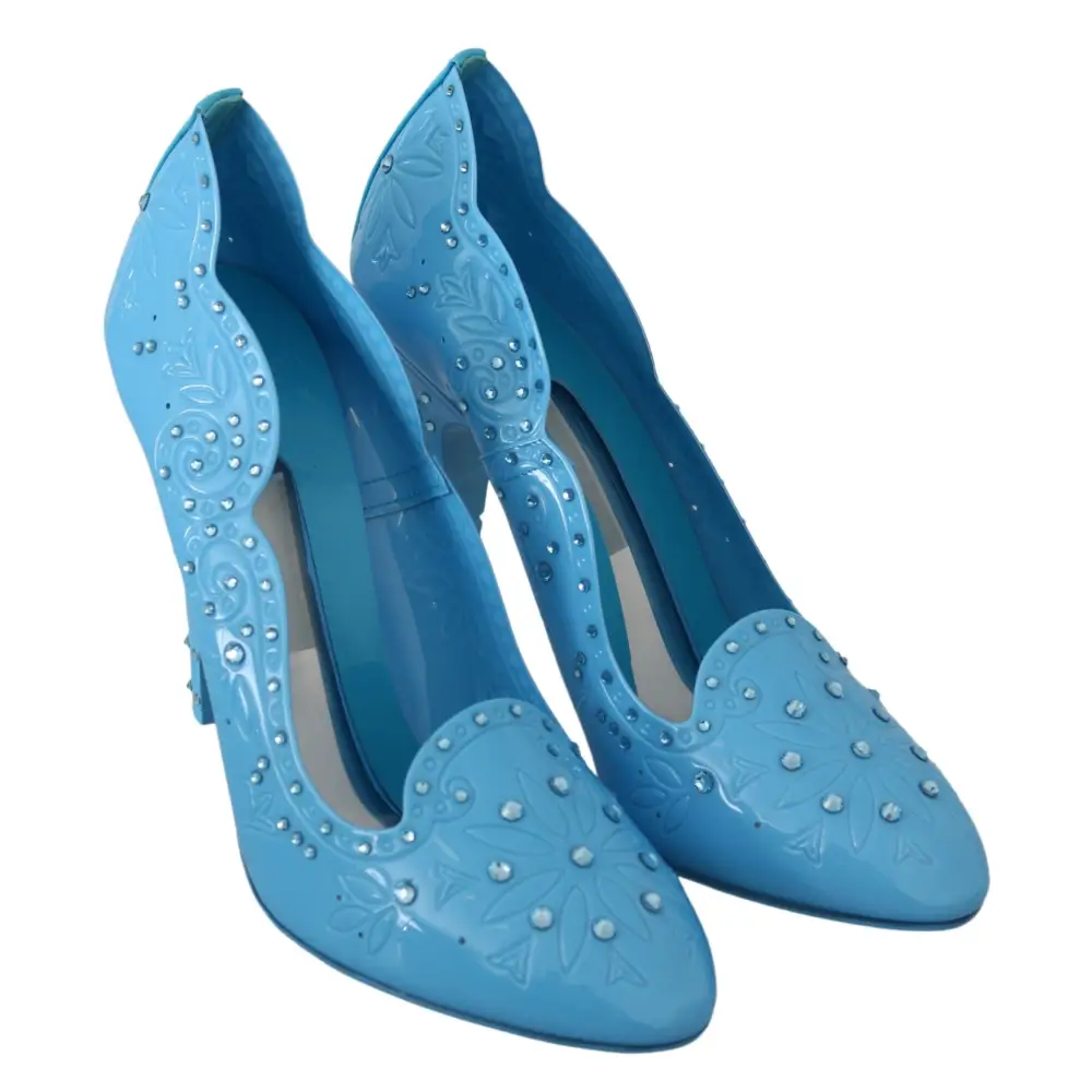 Dolce & Gabbana Blau Kristall Floral CINDERELLA Heels Schuhe - EU39/US8.5